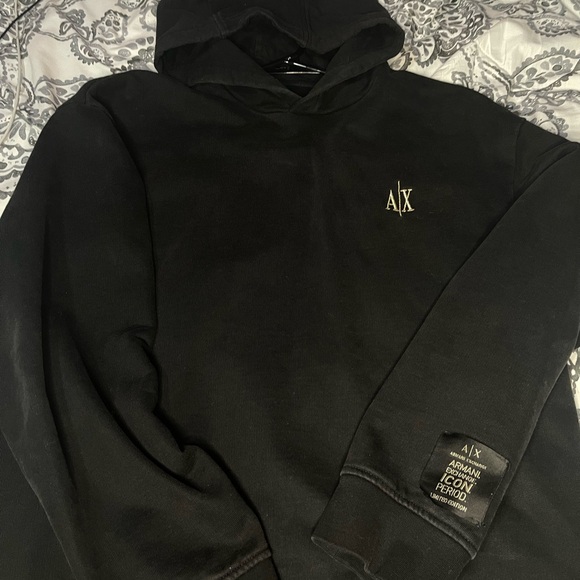 Armani Exchange Black and Gold Hoodie Casual Style - Picture 2 of 9